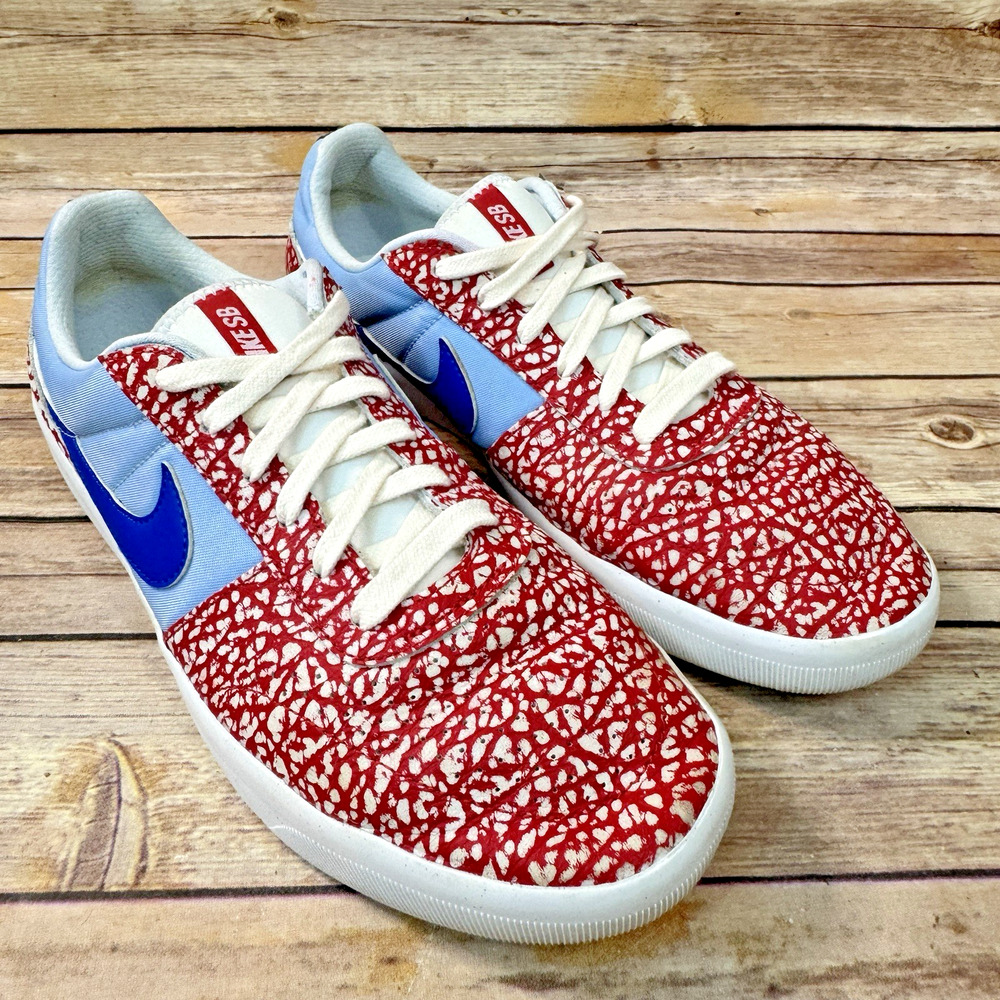 Nike Mens SB Team Classic Red White Elephant Pring Low Top Sneakers 10